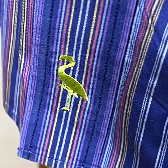 Tailorbyrd striped blue with multicolored rainbow stripe embroidered detail - Picture 2 of 6